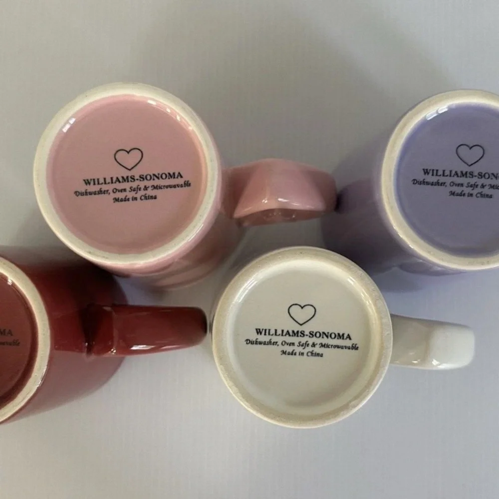 NIB Set of 4 Williams Sonoma Heart Handle Mugs (6 boxes available)